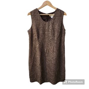 Coldwater Creek brown tweed herringbone dress women's size 16